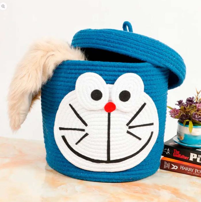 Morwee Cartoon Face Kids Cotton Basket with Lid