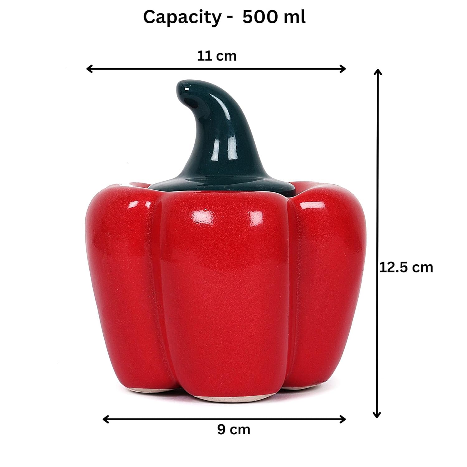 Morwee Ceramic Handcrafted Multi Utility Storage airtight Capsicum Shaped Jar (Pack of 2)