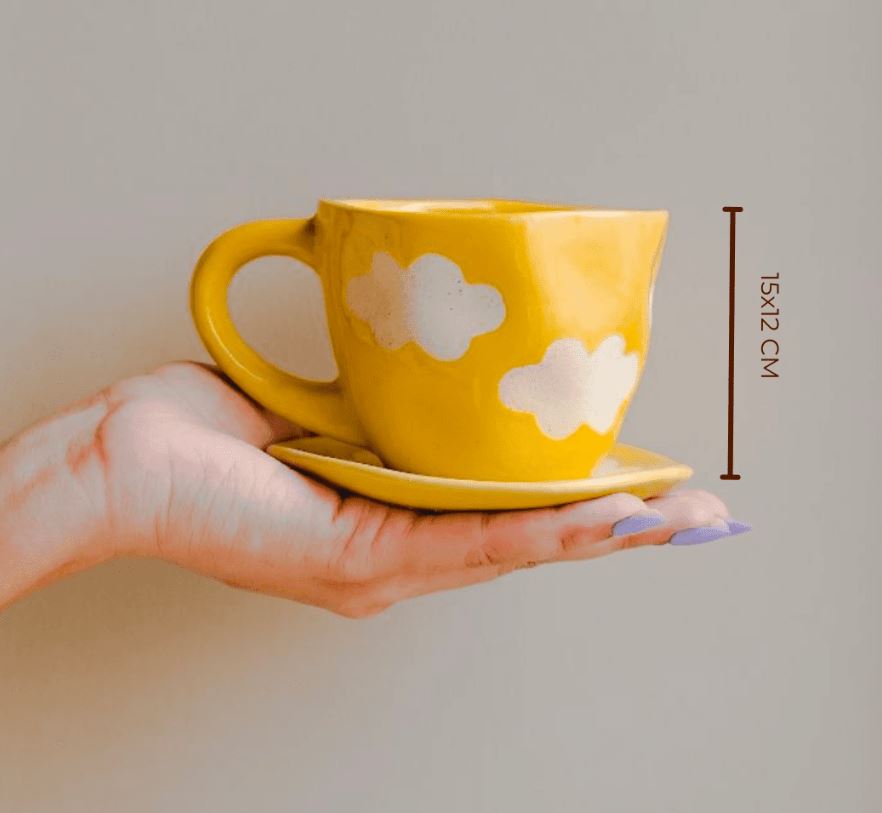 Morwee Cloud Cup and Saucer – Set of 2 yellow set of 2