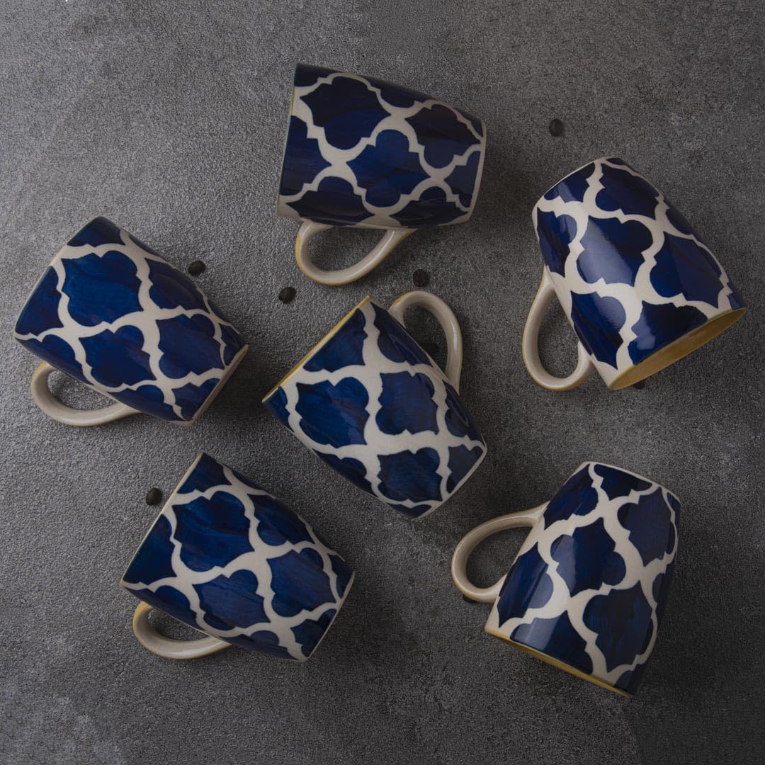 Blue Moroccan Print Coffee Mugs (Set of 2)
