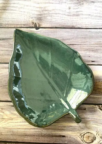 Morwee Moss Green Paan Leaf Platters (Set of 2)