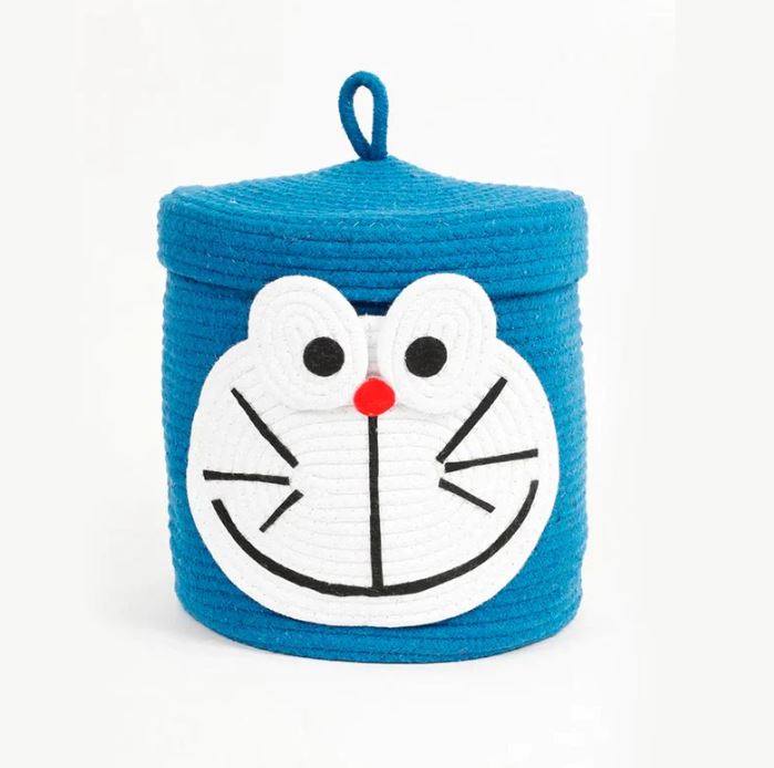 Morwee Cartoon Face Kids Cotton Basket with Lid