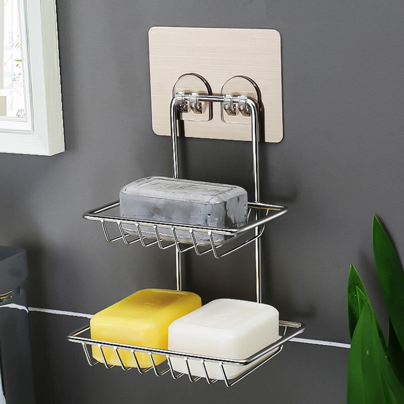 Shelf- Adhesive Metal Soap Storage Rack (Pack Of 2)